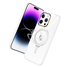 For iPhone 14 PRO MAX Case Magnetic Ring doubles as stand Chrome Clear Cover