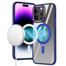 For iPhone 11 6.1 in. Case Magnetic Circle Stand Chrome Cover + Tempered Glass