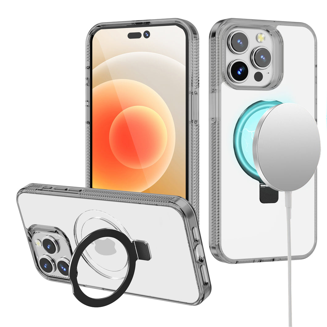 For iPhone 15 Pro Max Case Magnetic Circle Translucent Grip +2 Screen Protectors