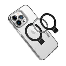 For iPhone 13/14 Case Magnetic Circle w/ Stand Translucent Grip + Tempered Glass