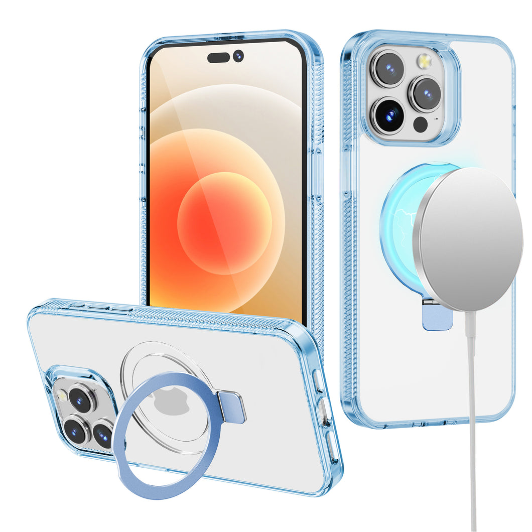 For iPhone 12/12 Pro Case Magnetic Circle Translucent Grip + Tempered Glass