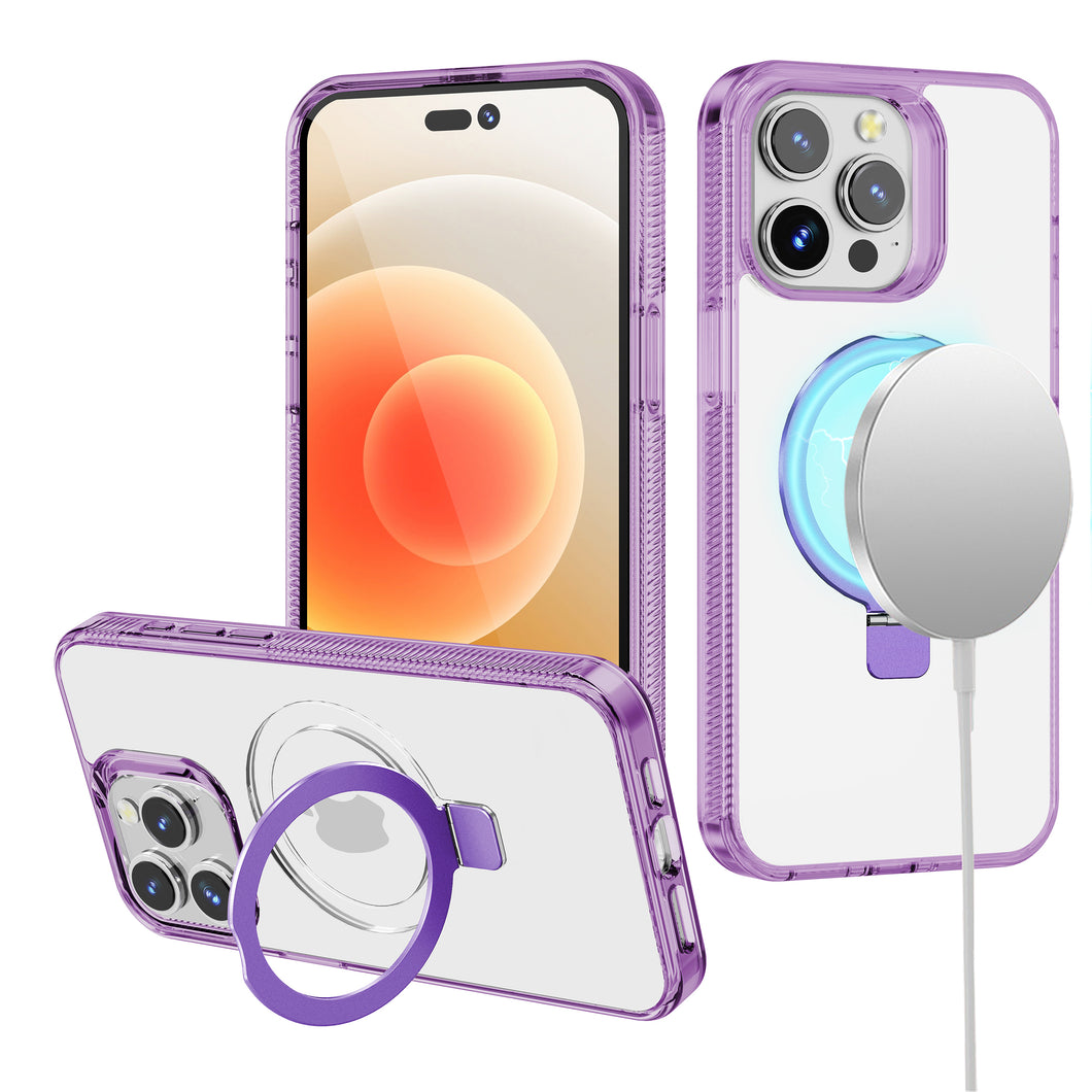 For iPhone 12/12 Pro Case Magnetic Circle Translucent Grip + Tempered Glass