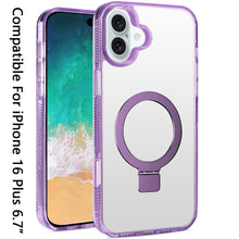 For iPhone 16 Plus 6.7in Case Magnetic Circle Translucent Grip + Tempered Glass