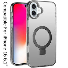 For iPhone 16 6.1inch Case Magnetic Circle Translucent Grip + Tempered Glass