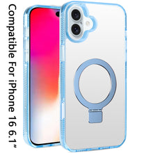 For iPhone 16 6.1inch Case Magnetic Circle Translucent Grip + Tempered Glass