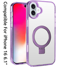 For iPhone 16 6.1inch Case Magnetic Circle Translucent Grip + Tempered Glass