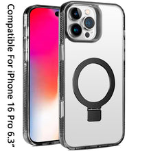 For iPhone 16 Pro 6.3in Case Magnetic Circle Translucent Grip + Tempered Glass