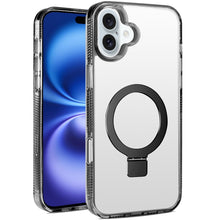 For iPhone 17 Case Magnetic Circle Metal Stand Translucent Grip + Tempered Glass