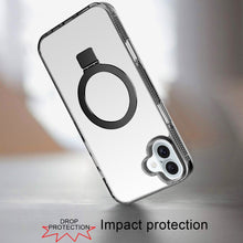 For iPhone 17 Case Magnetic Circle Metal Stand Translucent Grip + Tempered Glass
