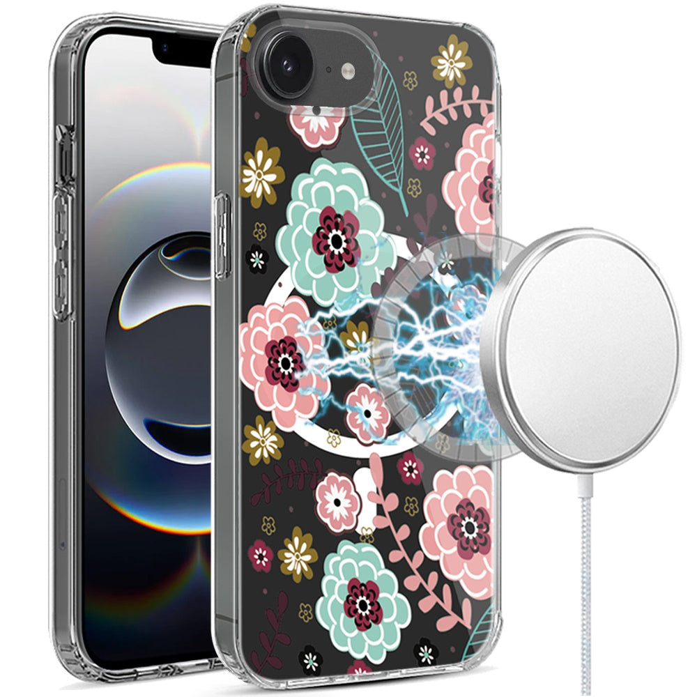For iPhone 16e Case Magnetic Circle Unique Design Phone Cover + Tempered Glass