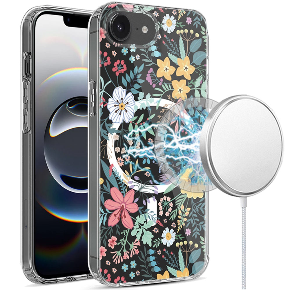 For iPhone 16e Case Magnetic Circle Unique Design Phone Cover + Tempered Glass