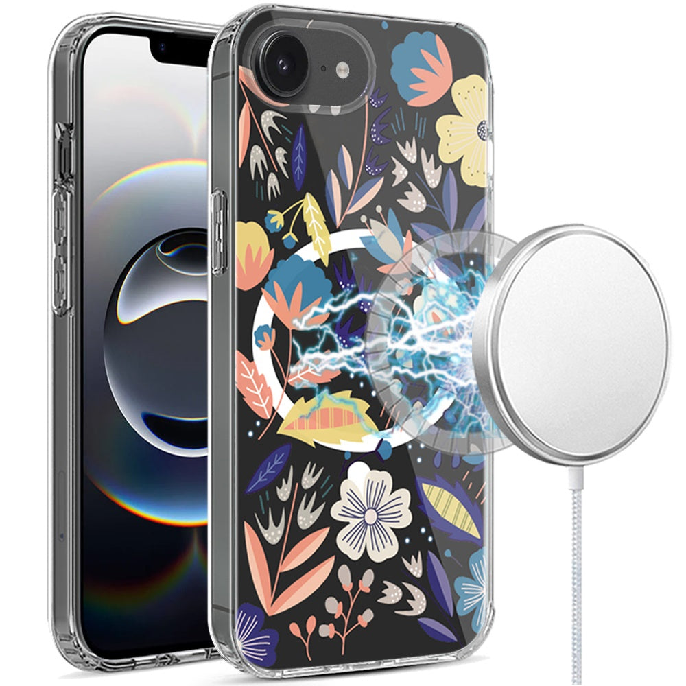 For iPhone 16e Case Magnetic Circle Unique Design Phone Cover + Tempered Glass