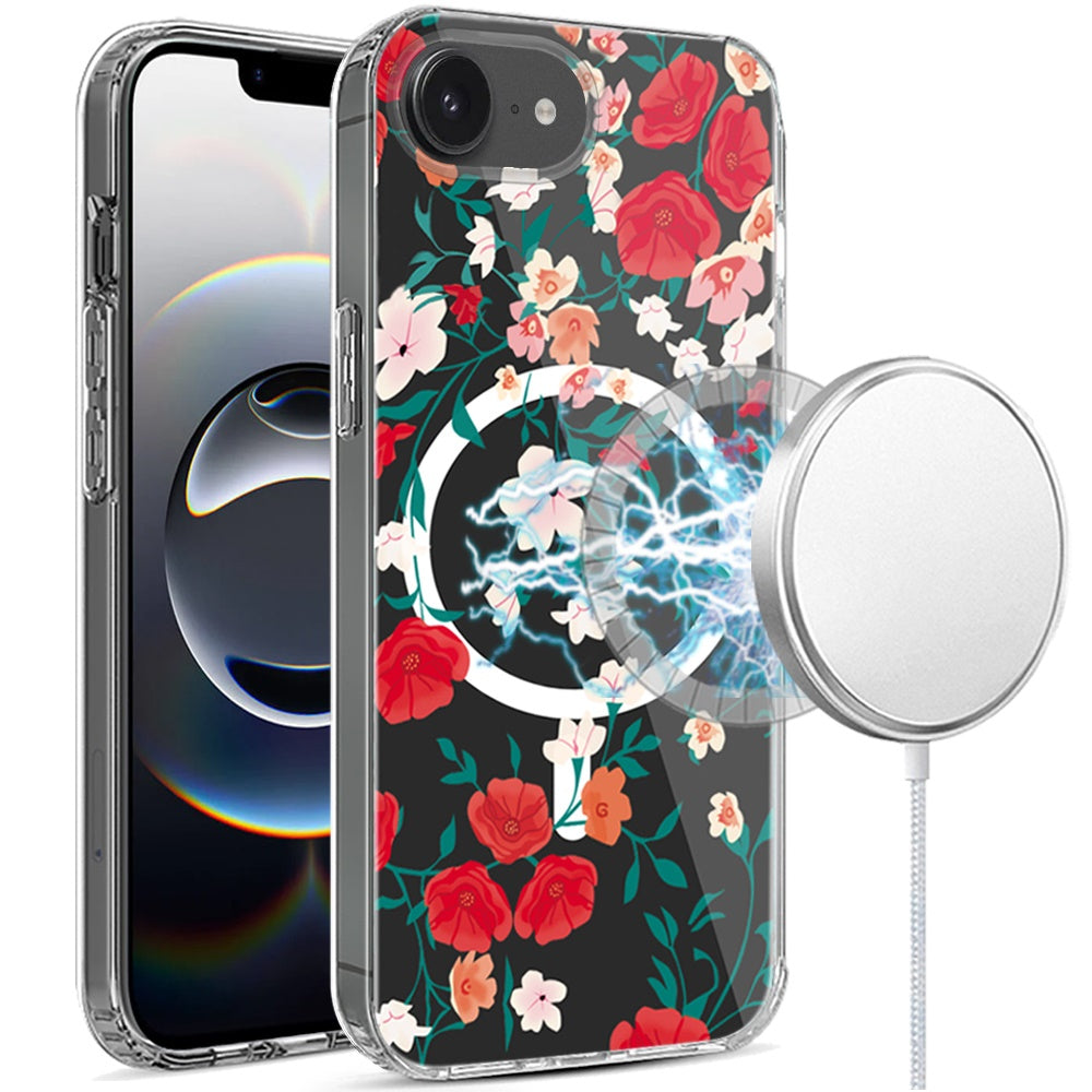 For iPhone 16e Case Magnetic Circle Unique Design Phone Cover + Tempered Glass