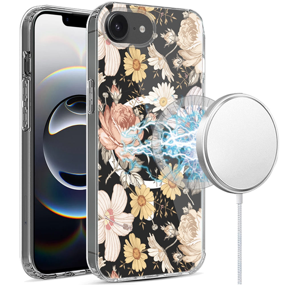 For iPhone 16e Case Magnetic Circle Unique Design Phone Cover + Tempered Glass