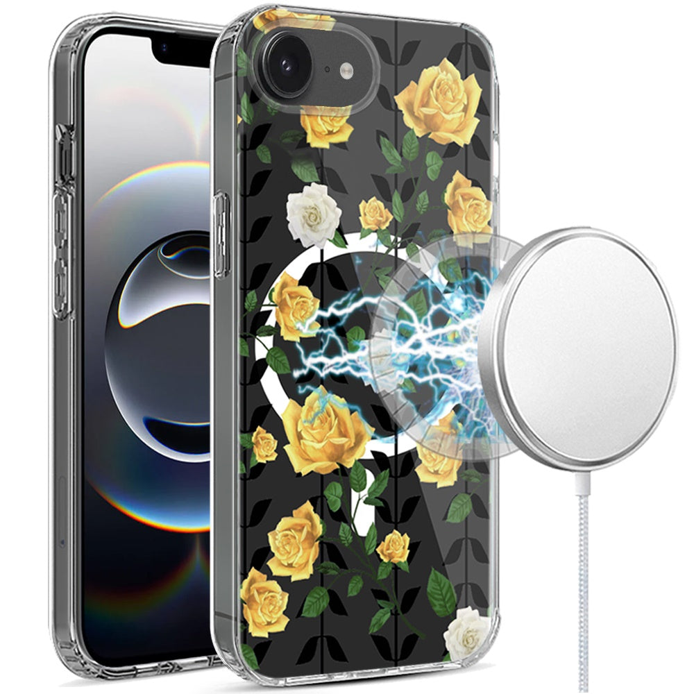For iPhone 16e Case Magnetic Circle Unique Design Phone Cover + Tempered Glass