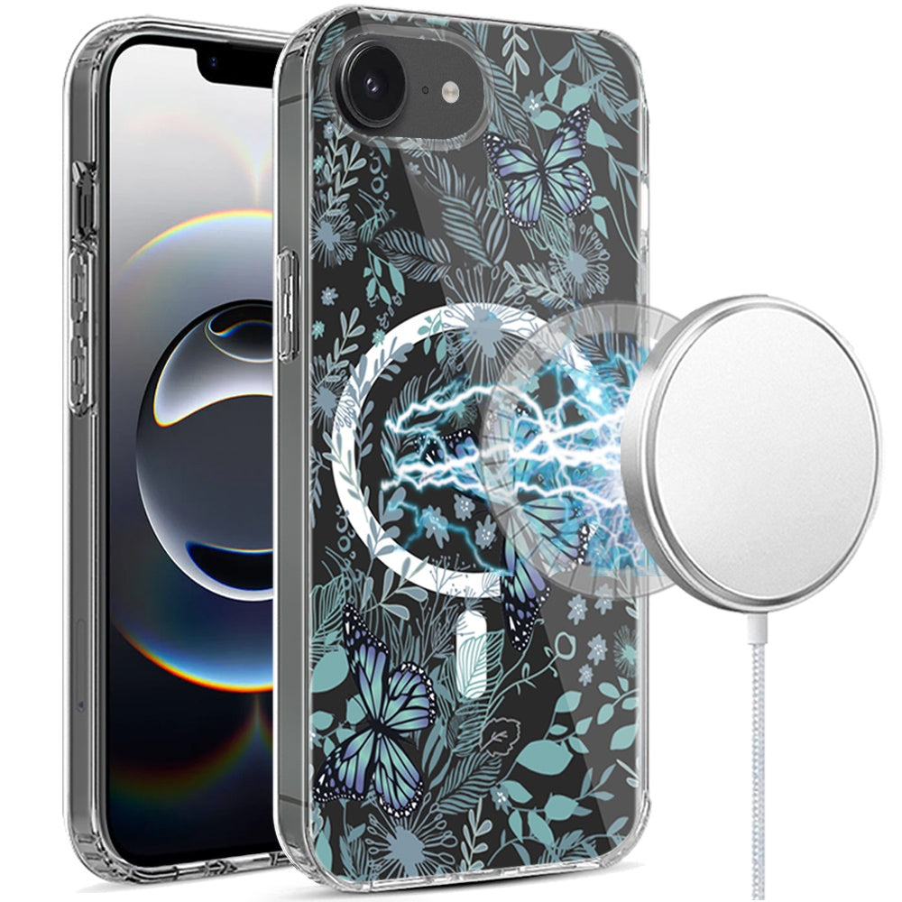 For iPhone 16e Case Magnetic Circle Unique Design Phone Cover + Tempered Glass