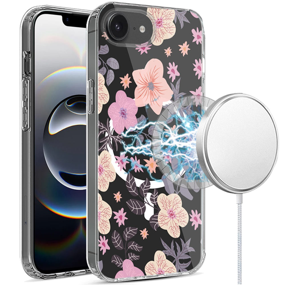 For iPhone 16e Case Magnetic Circle Unique Design Phone Cover + Tempered Glass