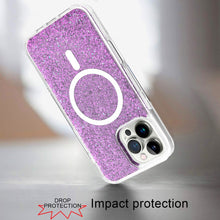 For iPhone 16 PRO MAX Case Magnetic Circle Epoxy Full Glitter + Tempered Glass