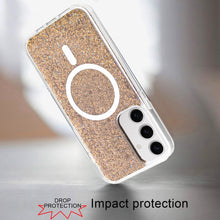 For Samsung S24+/S25+ Case Magnetic Circle Epoxy Full Glitter + Tempered Glass