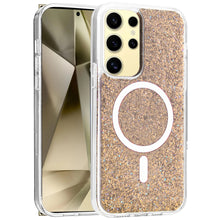 For Samsung S25 Ultra Case Magnetic Circle Epoxy Full Glitter + Tempered Glass