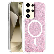 For Samsung S25 Ultra Case Magnetic Circle Epoxy Full Glitter + Tempered Glass