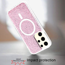 For Samsung S25 Ultra Case Magnetic Circle Epoxy Full Glitter + Tempered Glass