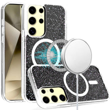 For Samsung Galaxy S24+ Plus Case Magnetic Charging Epoxy Glitter Phone Cover