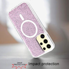 For Samsung Galaxy S24 Case Magnetic Circle Epoxy Full Glitter Phone Cover