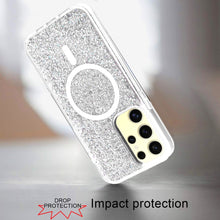 For Samsung Galaxy S24 Case Magnetic Circle Epoxy Full Glitter Phone Cover