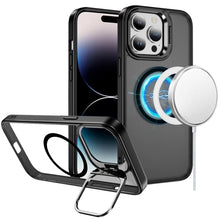 For iPhone 14 PRO MAX 6.7 in. Case Magnetic Circle w/ Metallic Camera Lens Stand