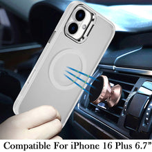 For iPhone 16 Plus 6.7in Case Magnetic Circle Rear Lens Stand + Tempered Glass