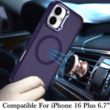 For iPhone 16 Plus 6.7in Case Magnetic Circle Rear Lens Stand + Tempered Glass