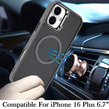 For iPhone 16 Plus 6.7in Case Magnetic Circle Rear Lens Stand + Tempered Glass