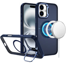 For iPhone 16 Plus 6.7in Case Magnetic Circle Rear Lens Stand + Tempered Glass