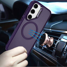 For Samsung S25+/S24+ Case Magnetic Circle w/ Camera Lens Stand + Tempered Glass