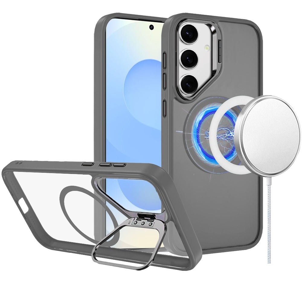 For Samsung S25+/S24+ Case Magnetic Circle w/ Camera Lens Stand + Tempered Glass