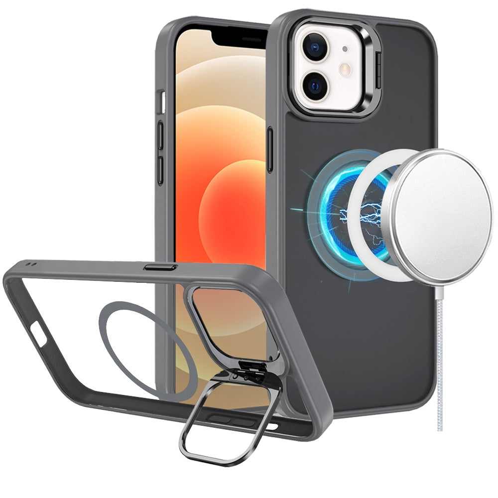 For iPhone 12/12 Pro Case Magnetic Circle w/ Camera Lens Stand + Tempered Glass