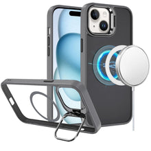 For iPhone 15 Case Magnetic Circle w/ Camera Lens Stand + 2 Tempered Glass