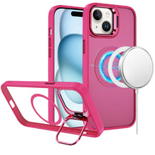 For iPhone 15 Case Magnetic Circle w/ Camera Lens Stand + 2 Tempered Glass