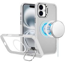 For iPhone 16 6.1inch Case Magnetic Circle w/ Camera Lens Stand + Tempered Glass