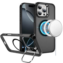 For iPhone 16 Pro 6.3in Case Magnetic Circle Rear Lens Stand + Tempered Glass