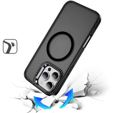 For iPhone 16 Pro 6.3in Case Magnetic Circle Rear Lens Stand + Tempered Glass