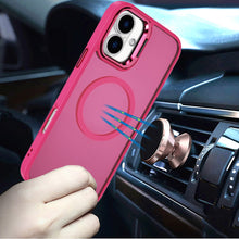 For iPhone 17 Case Magnetic Circle with Metallic Lens Stand + Tempered Glass