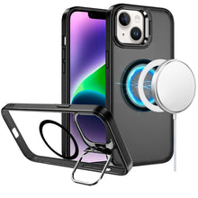 For iPhone 13/14 Case Magnetic Circle with Camera Lens Stand + Tempered Glass