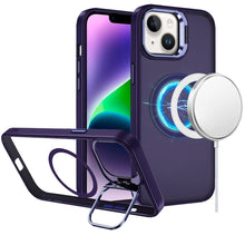 For iPhone 13/14 Case Magnetic Circle with Camera Lens Stand + Tempered Glass