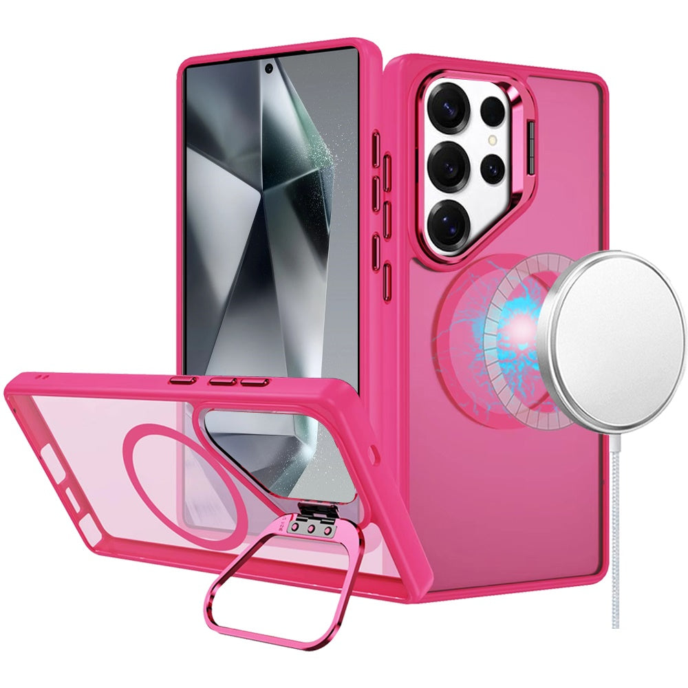 Samsung Galaxy S24 Ultra Case Magnetic Circle w/ Camera Lens Cover and Stand