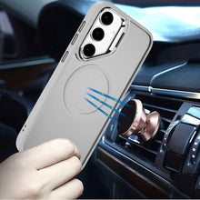 For Samsung S25/S24 Case Magnetic Circle with Camera Lens Stand + Tempered Glass