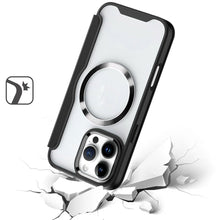 For iPhone 16 PRO MAX Case Card Flap Magnetic Circle Cover + Tempered Glass