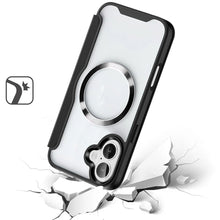 For iPhone 16 Plus 6.7in Case Card Flap Magnetic Circle Cover + Tempered Glass