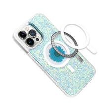 For iPhone 13/14 Case Epoxy Real Flower Glitter Hybrid Cover + Tempered Glass